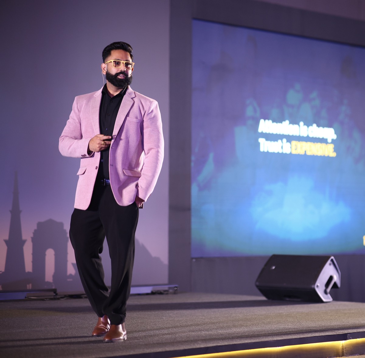 Sahil Sehgal speaking on stage